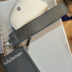 Lululemon Green Wristlet with Cream Pouch